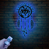 Custom Wolf Dream Catcher Metal Wall Art with Led Lights, Dreamcatcher Wall Hanging, Dreamcatcher Decor, Christmas gifts, Cabin Sign