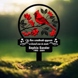 Personalized Cardinal Memorial Plaque with Stake, In Loving Memory Sign, Memorial Gift for Loss of Mother or Father, Sympathy Gift