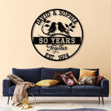 Custom 50 Years Together Floral Metal Sign, Personalized Last Name Monogram, Anniversary Gift, Wedding Metal Sign, Housewarming Gift