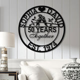 Custom 50th Anniversary Gift - Golden Anniversary Parrots Metal Sign, 50 Year Wedding Anniversary Wall Art Decor, Couples Milestone Gift