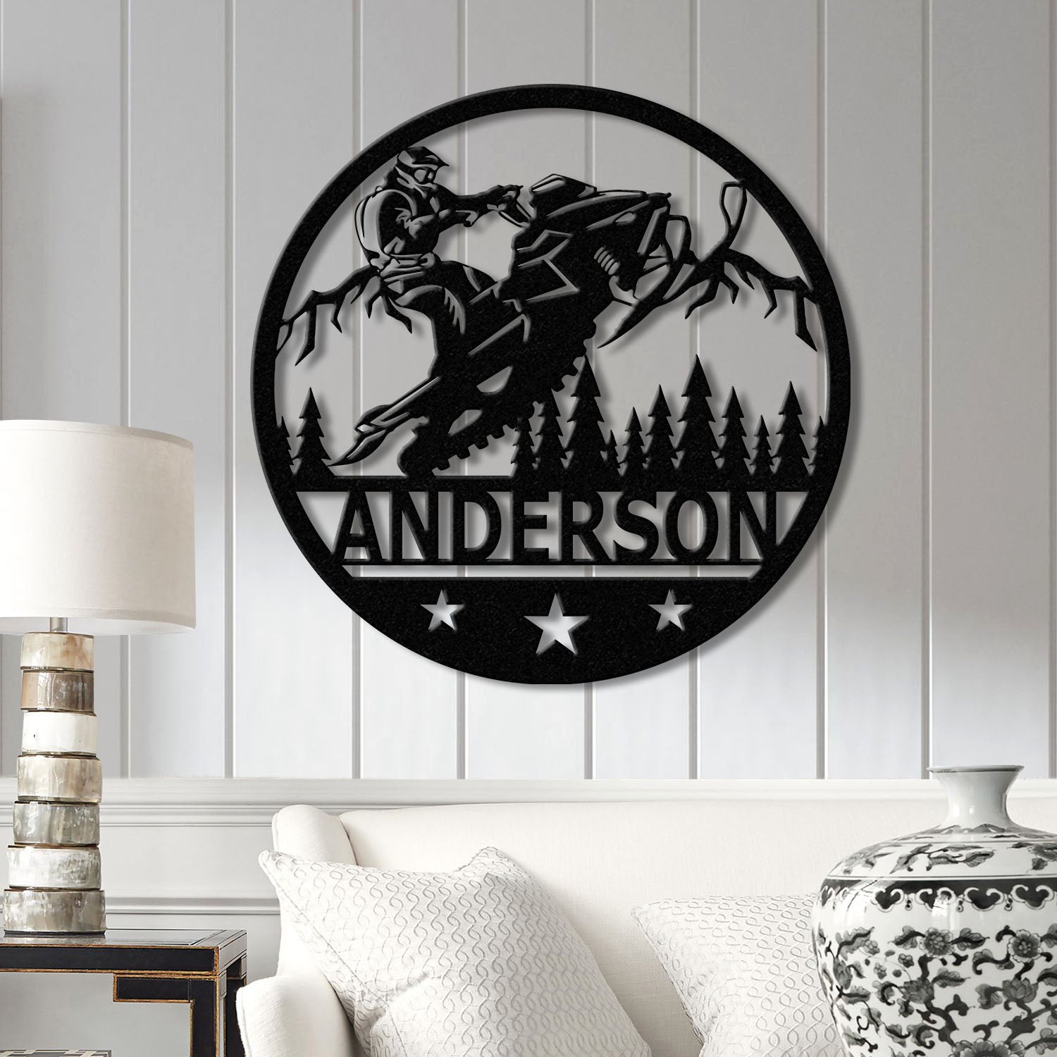 Personalized Snowmobile Metal Wall Art with LED Lights - Man Riding Snowmobile Sign, Winter Adventure Decor, Xmas Gift, Snow Game Sign