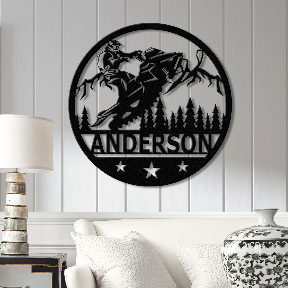 Personalized Snowmobile Metal Wall Art with LED Lights - Man Riding Snowmobile Sign, Winter Adventure Decor, Xmas Gift, Snow Game Sign