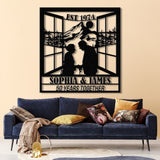 Custom 50th Anniversary Gift, Golden Wedding Metal Wall Art, Personalized Sunset Mountain Decor, Wedding Gift for Parents or Couple