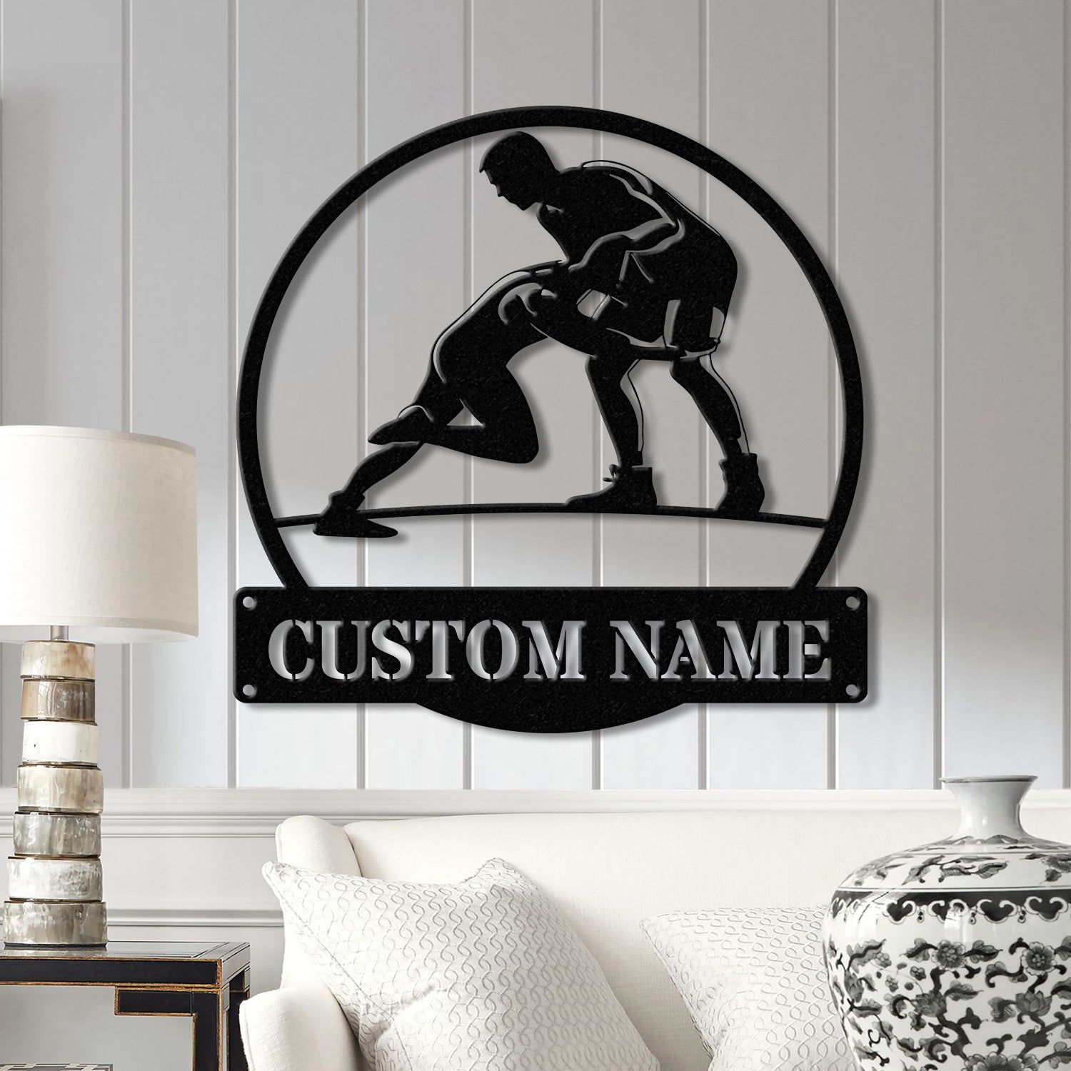 Custom Wrestling Metal Sign with LED Light, Wrestling Coach Gift, Sports Home Decor, Wrestler Birthday or Christmas Gift, Boys Room Decor