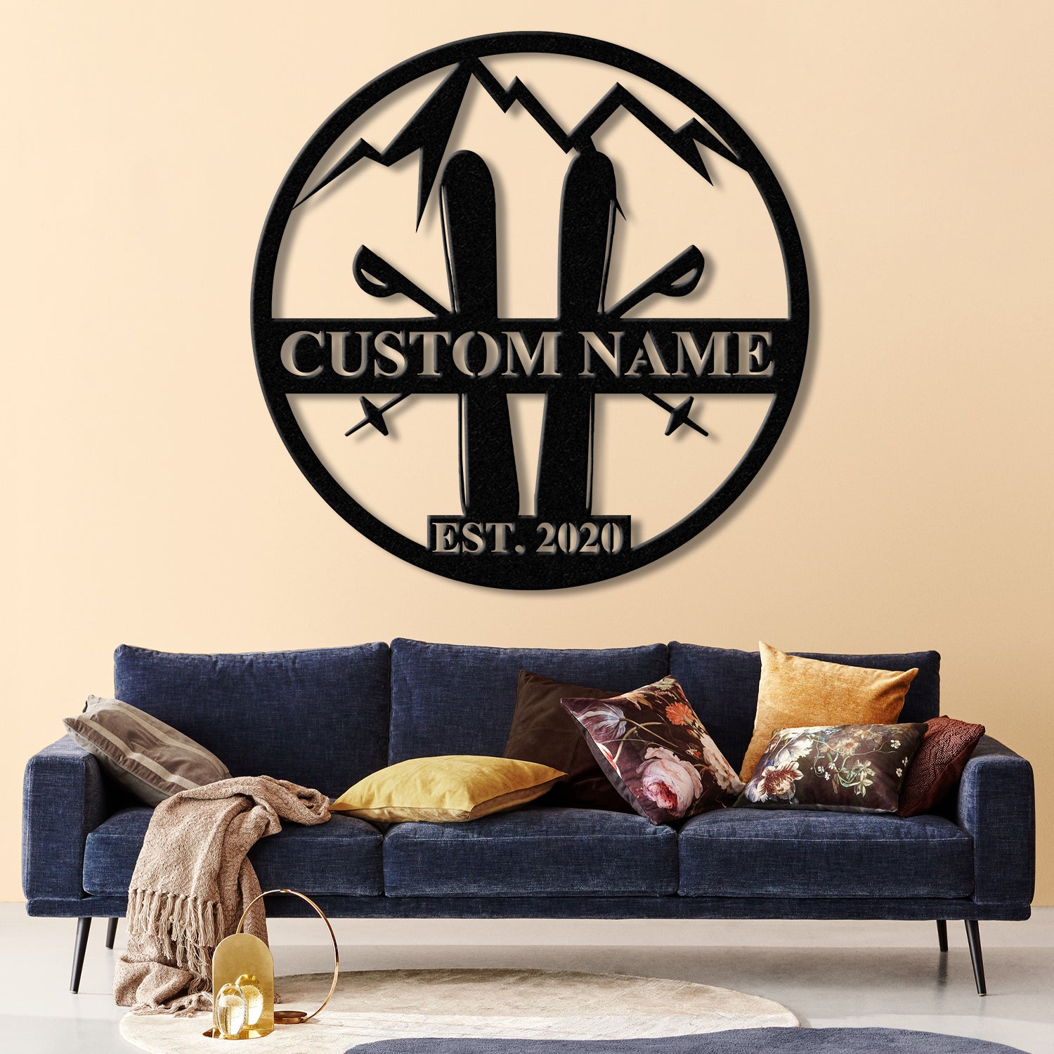 Personalized Snow Skiing Sign with LED Lights - Custom Metal Ski Sign - Snow Skier Gift with Name - Ski Lodge & Resort Decor