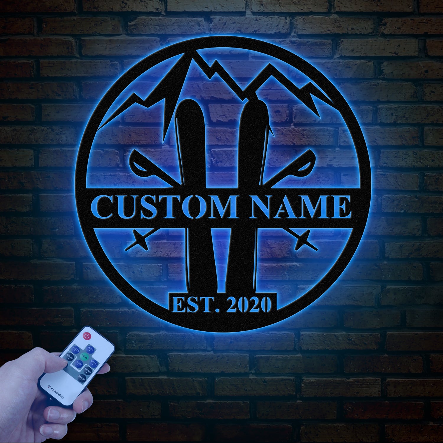 Personalized Snow Skiing Sign with LED Lights - Custom Metal Ski Sign - Snow Skier Gift with Name - Ski Lodge & Resort Decor