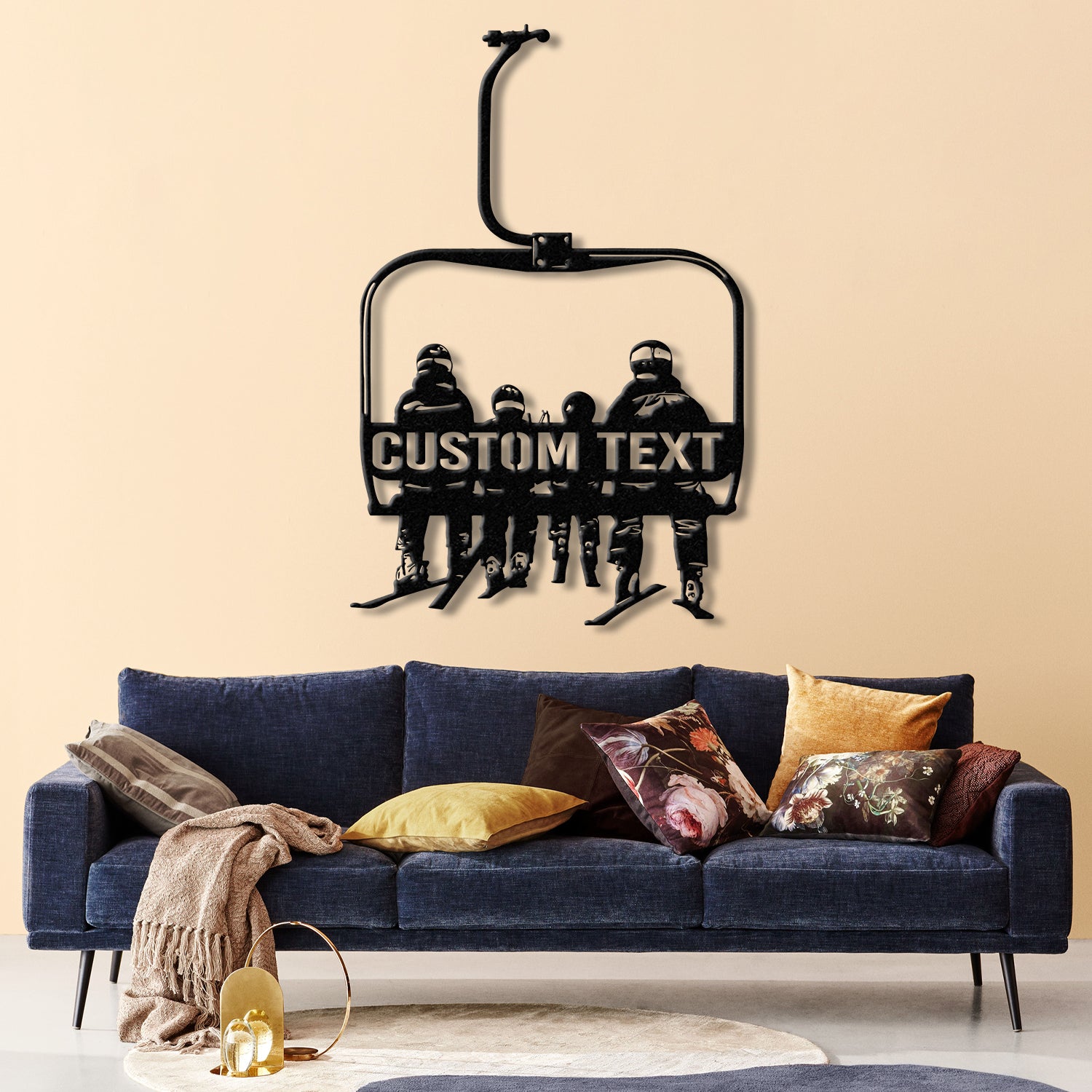 Custom Ski Lift Metal Sign with LED Light, Personalized Ski Lift Name Wall Art, Chairlift Decor & Snow Skiing Gift for Skiers, Skier Decor