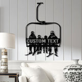 Custom Ski Lift Metal Sign with LED Light, Personalized Ski Lift Name Wall Art, Chairlift Decor & Snow Skiing Gift for Skiers, Skier Decor