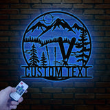 Custom Skiing Metal Sign with LED Lights - Personalized Ski Wall Art - Skier Gift & Monogram - Ski Home Decor & Snow Skiing Sign