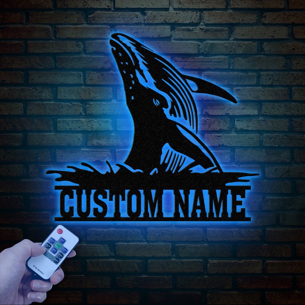 Whale Metal Wall Art with Led Lights, Large Blue Whale Home Decor, Ocean-Themed Nautical Wall Art, Whale Metal Sign for Coastal Decoration