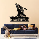 Whale Metal Wall Art with Led Lights, Large Blue Whale Home Decor, Ocean-Themed Nautical Wall Art, Whale Metal Sign for Coastal Decoration