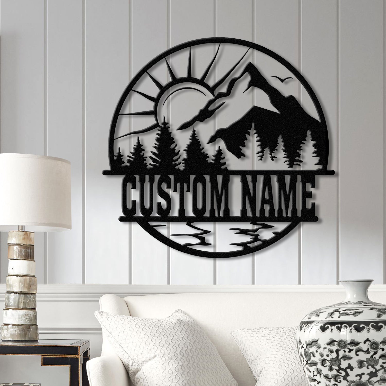 Personalized Mountain Forest Metal Sign, Custom Nature-Inspired Wall Art, Hill & Trees Metal Sign, Ideal for Cabin, Man Cave & Outdoor Decor