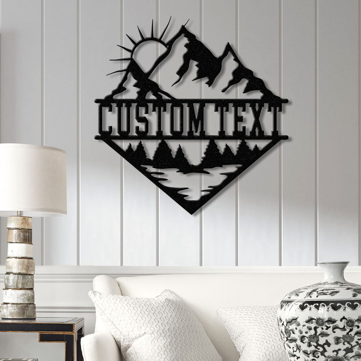 Personalized Mountain Forest Metal Sign, Custom Nature-Inspired Wall Art, Hill & Trees Metal Sign, Ideal for Cabin, Man Cave & Outdoor Decor