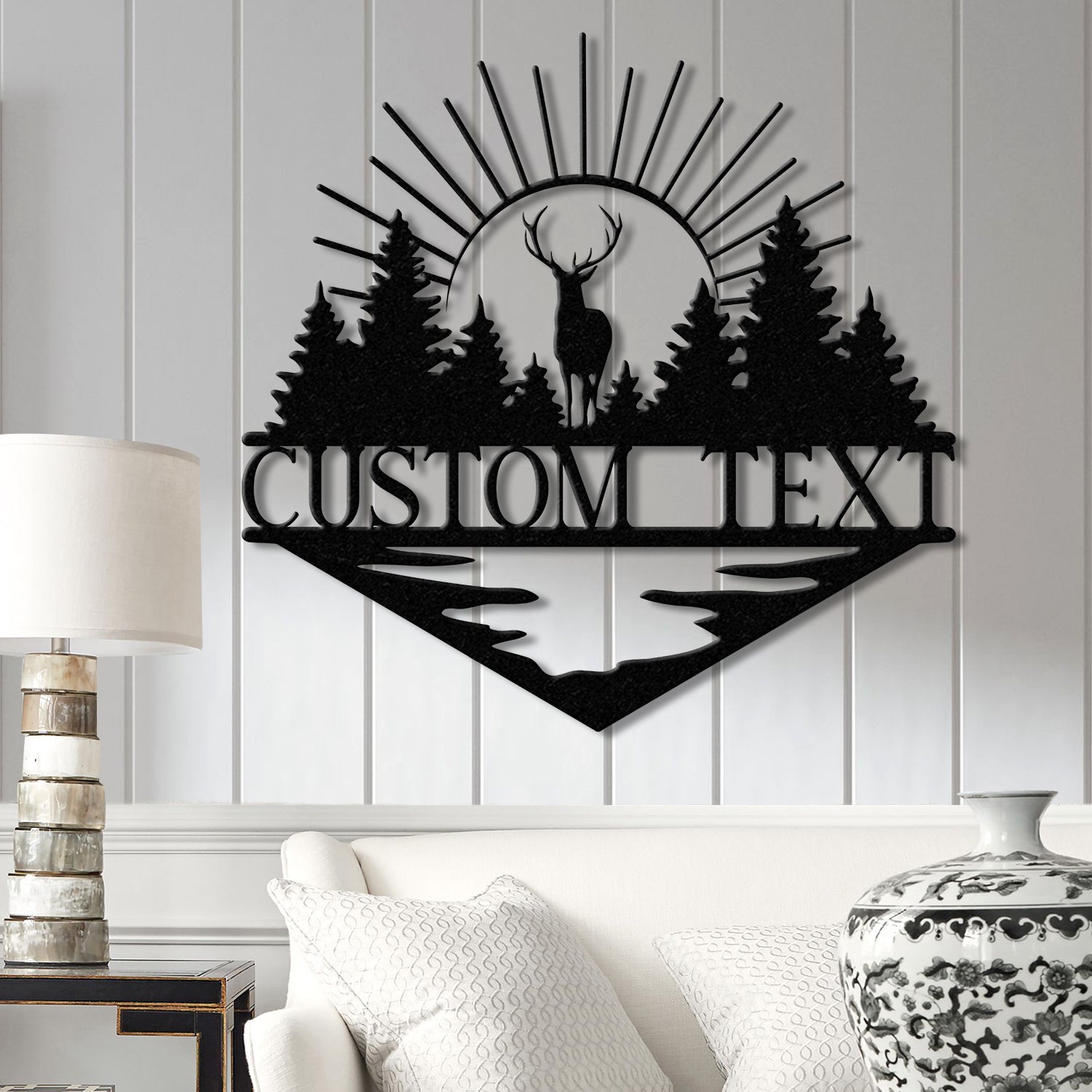 Custom Metal Deer Cabin Sign with Led Light, Deer Hunter Gift, Custom Last Name Sign, Outdoor Decor, Man Cave Decor, Hunter Gift