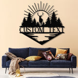 Custom Metal Deer Cabin Sign with Led Light, Deer Hunter Gift, Custom Last Name Sign, Outdoor Decor, Man Cave Decor, Hunter Gift