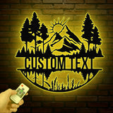 Personalized Mountain Forest Metal Sign, Custom Nature-Inspired Wall Art, Hill & Trees Metal Sign, Ideal for Cabin, Man Cave & Outdoor Decor