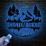 Personalized Mountain Forest Metal Sign, Custom Nature-Inspired Wall Art, Hill & Trees Metal Sign, Ideal for Cabin, Man Cave & Outdoor Decor