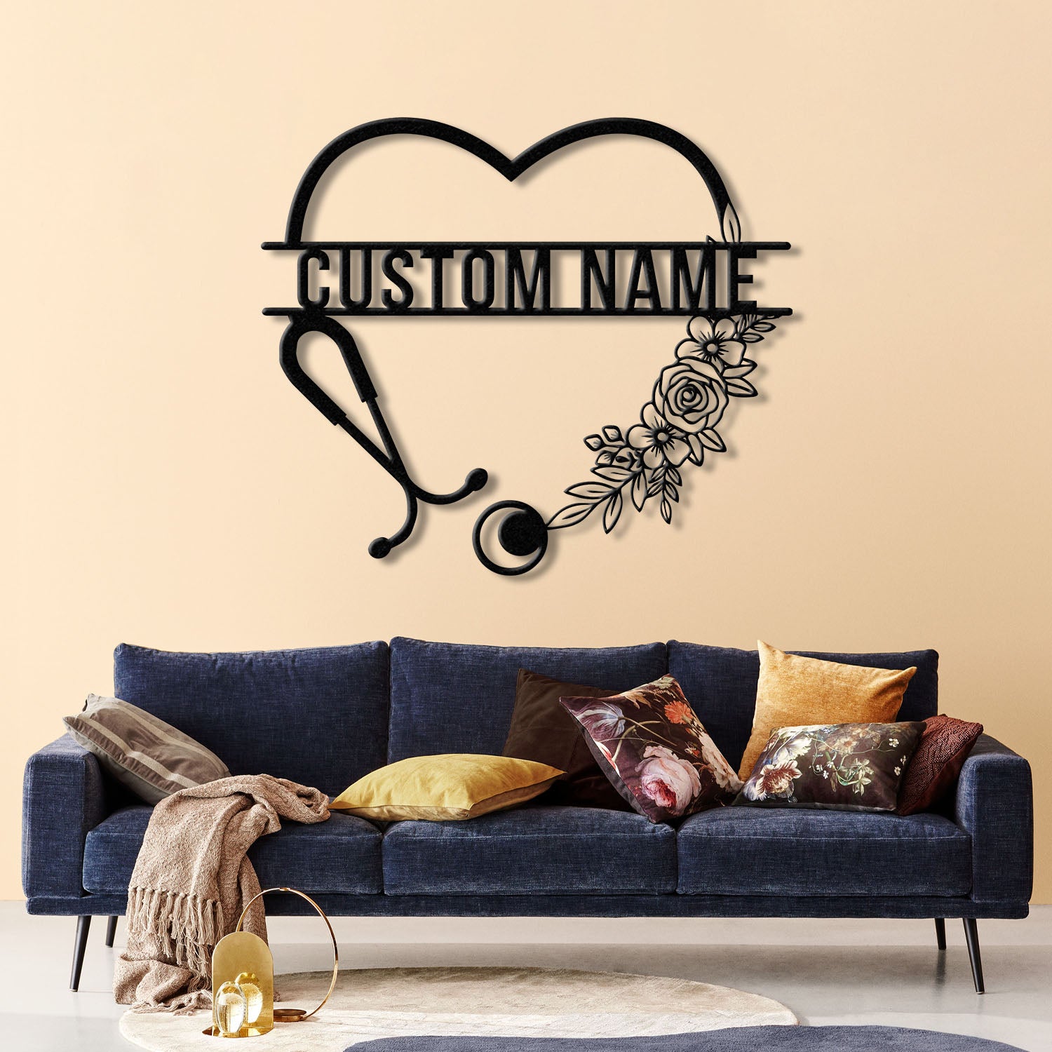Personalized Floral Nurse Metal Sign, RN LPN CNA Gifts, Mother's Day Gift for Nurses, Custom Family Name Sign, Doctor Gift, Nurse Decor