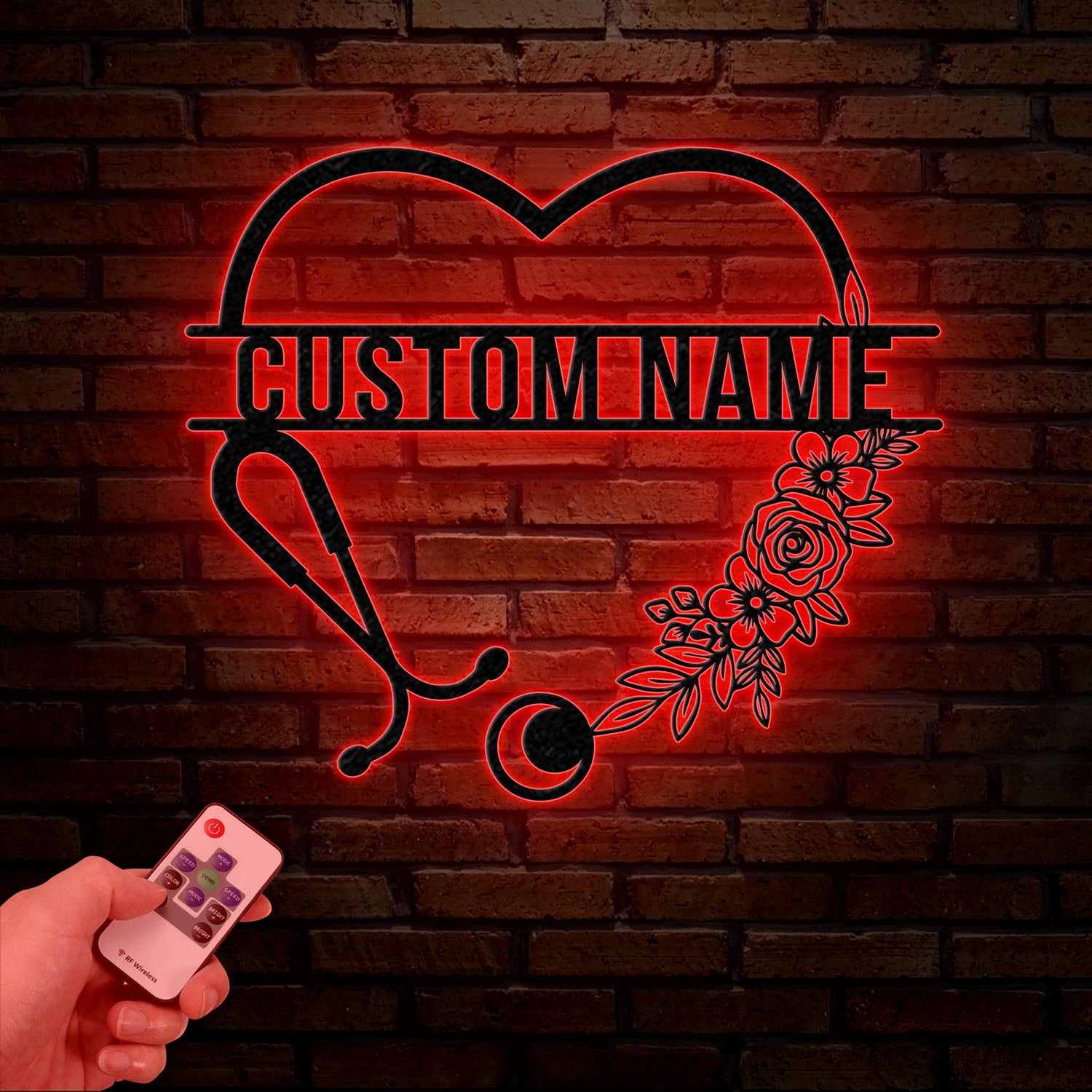 Personalized Floral Nurse Metal Sign, RN LPN CNA Gifts, Mother's Day Gift for Nurses, Custom Family Name Sign, Doctor Gift, Nurse Decor
