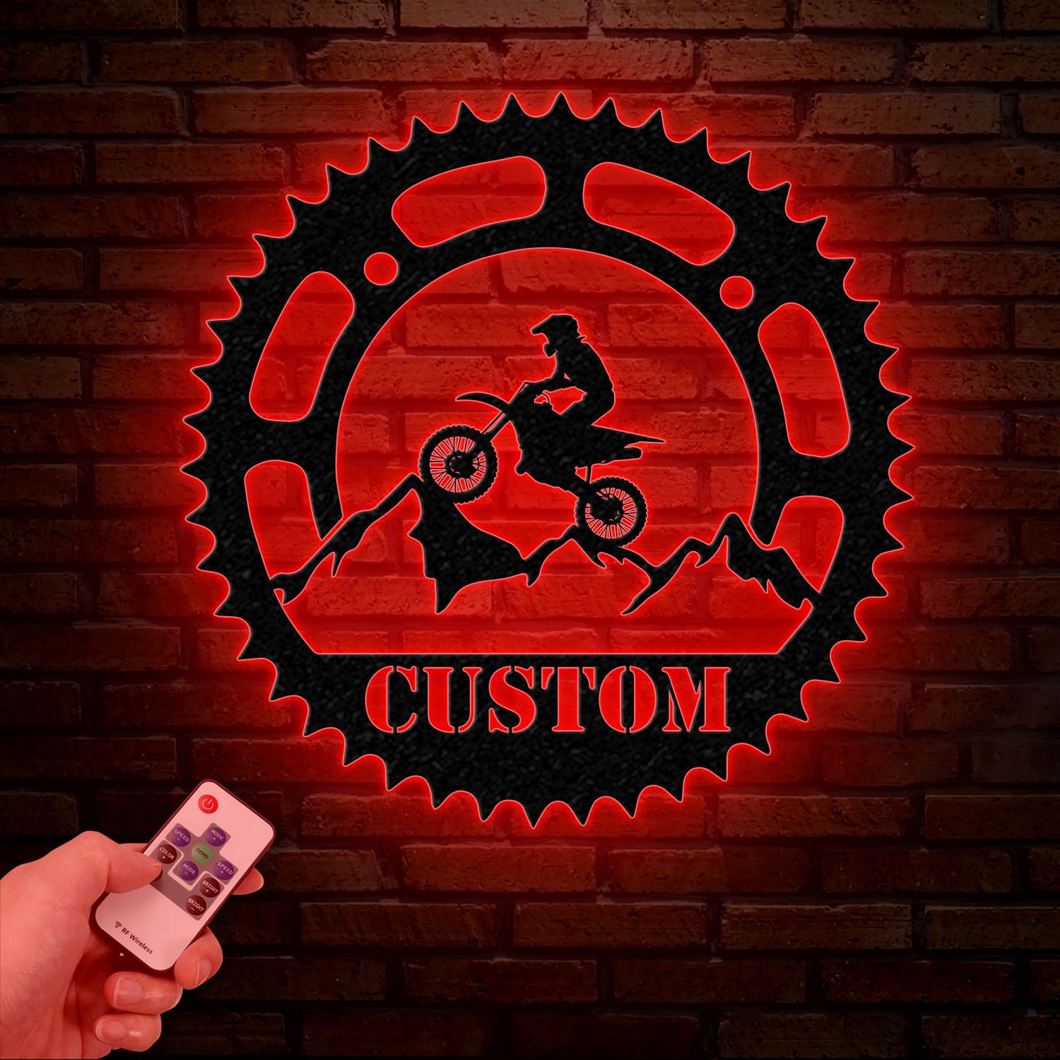 Personalized LED Motocross Metal Sign, Custom Name Dirt Bike Wall Art, Mountain Bike Rider Decor, Off-Road Racing Metal Sign, Dirt Bike Gift