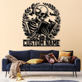 Personalized Skeleton Reading Books Metal Sign with LED Lights - Library Decor - Bookworm & Reading Room Sign - Book Club Gift