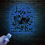Personalized Skeleton Reading Books Metal Sign with LED Lights - Library Decor - Bookworm & Reading Room Sign - Book Club Gift