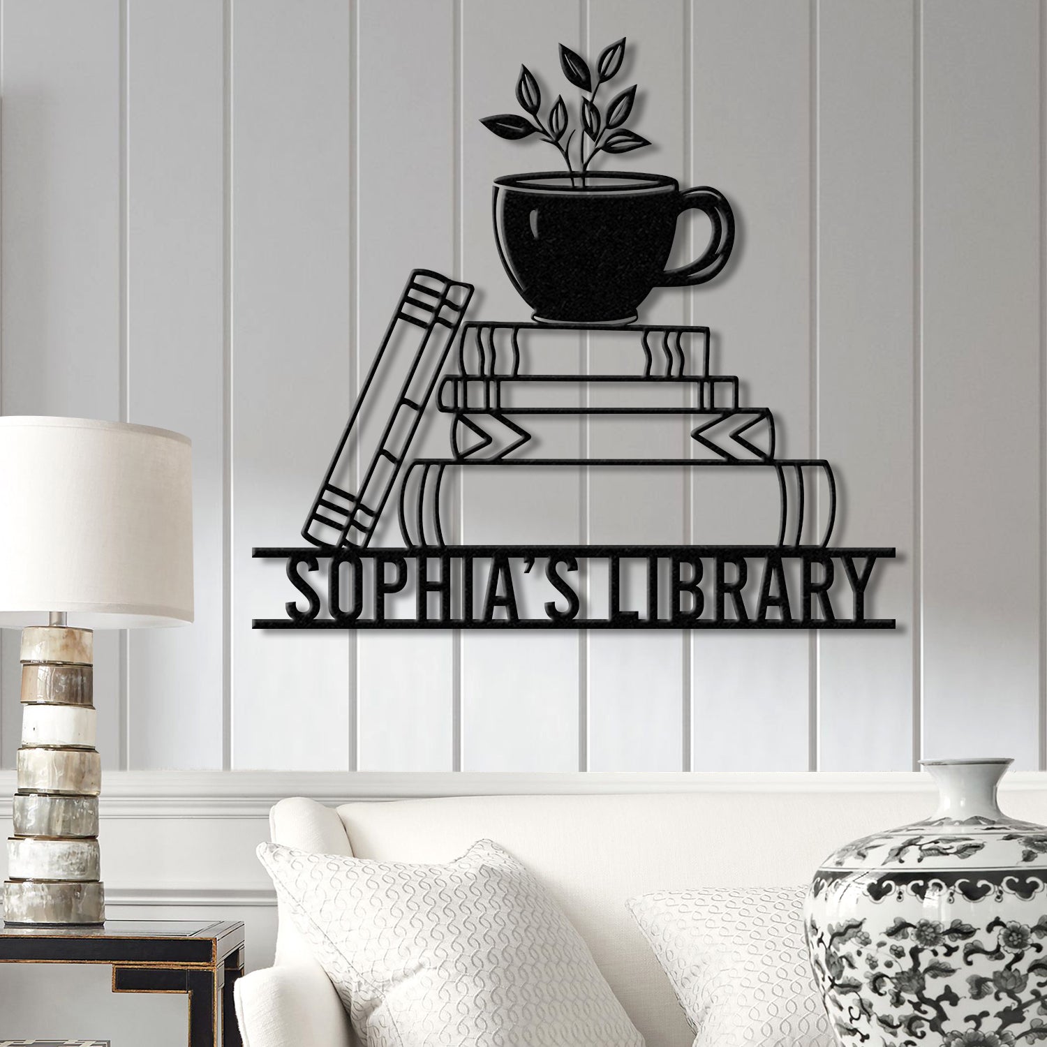 Personalized Books Metal Sign with LED Lights - Custom Bookshelf Wall Art - Library Decor - Bookworm & Reading Room Sign - Book Club Gift