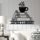 Personalized Books Metal Sign with LED Lights - Custom Bookshelf Wall Art - Library Decor - Bookworm & Reading Room Sign - Book Club Gift