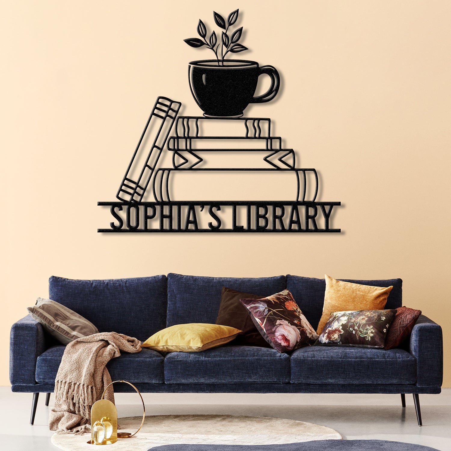 Personalized Books Metal Sign with LED Lights - Custom Bookshelf Wall Art - Library Decor - Bookworm & Reading Room Sign - Book Club Gift