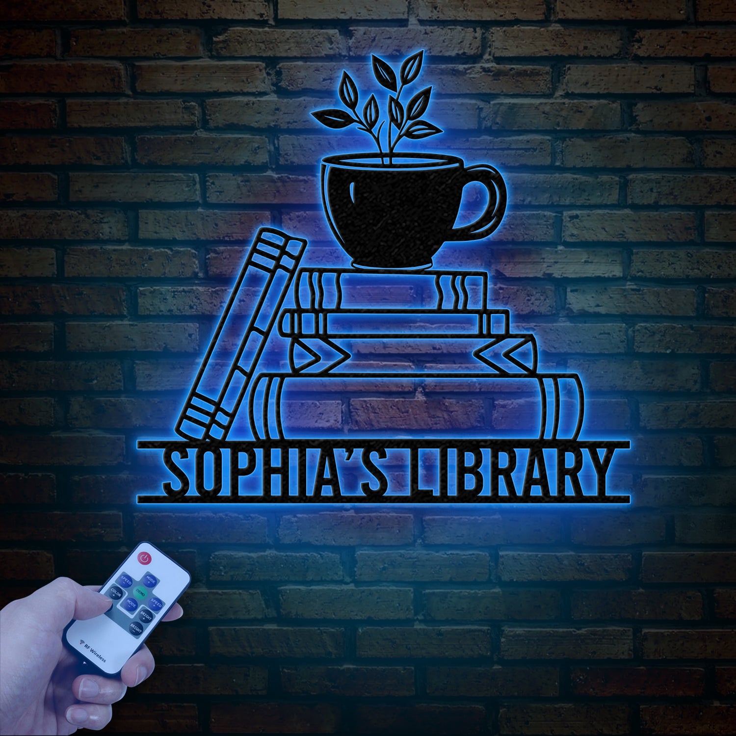 Personalized Books Metal Sign with LED Lights - Custom Bookshelf Wall Art - Library Decor - Bookworm & Reading Room Sign - Book Club Gift