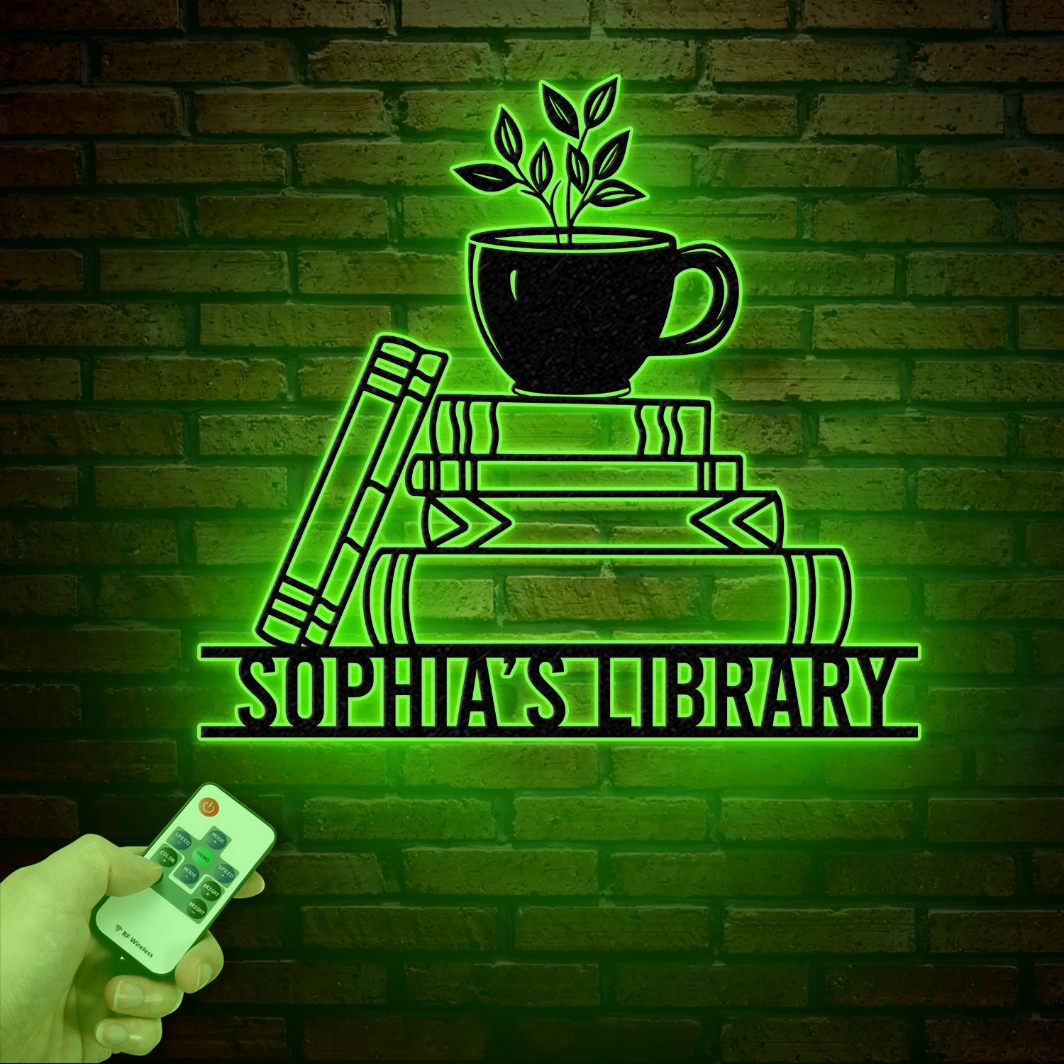 Personalized Books Metal Sign with LED Lights - Custom Bookshelf Wall Art - Library Decor - Bookworm & Reading Room Sign - Book Club Gift