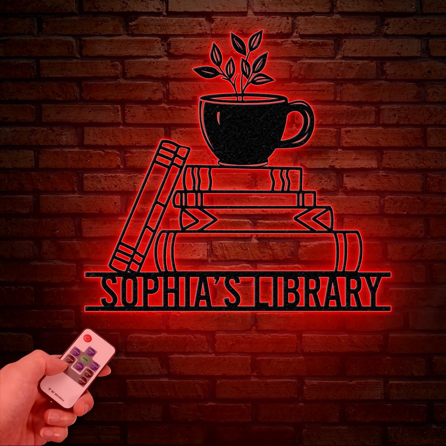Personalized Books Metal Sign with LED Lights - Custom Bookshelf Wall Art - Library Decor - Bookworm & Reading Room Sign - Book Club Gift