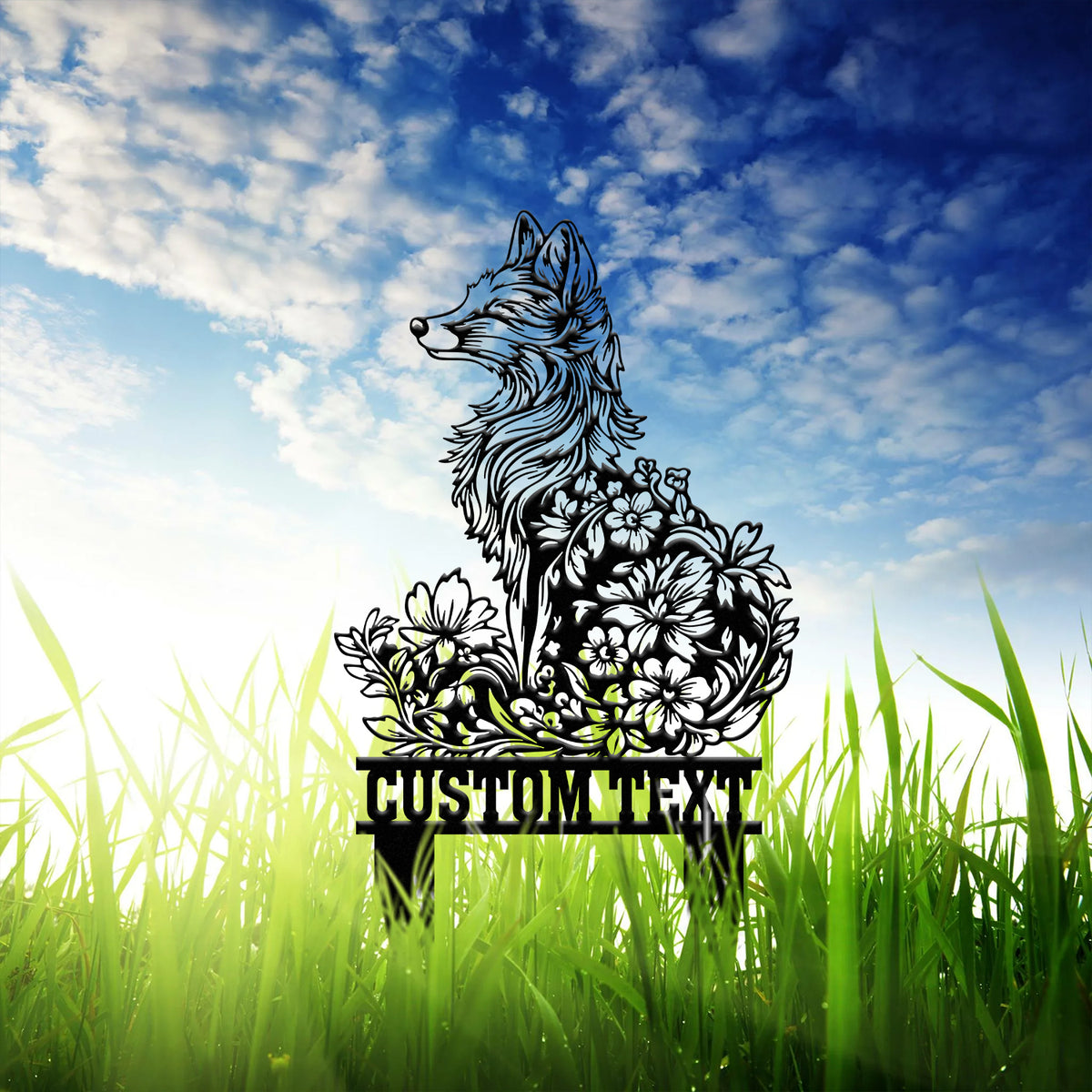 Custom Fox Garden Sign – Personalized Metal Garden Stake – Fox Yard Art & Lawn Decor – Cabin or Den Decoration, Gardening Gift