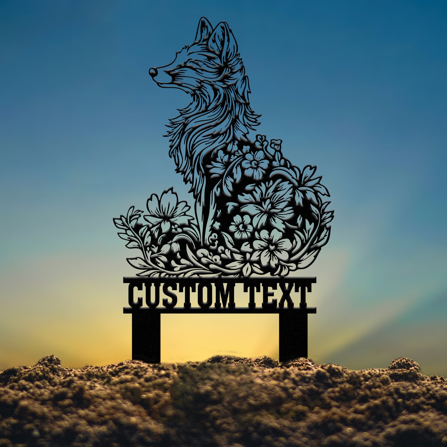 Custom Fox Garden Sign – Personalized Metal Garden Stake – Fox Yard Art & Lawn Decor – Cabin or Den Decoration, Gardening Gift