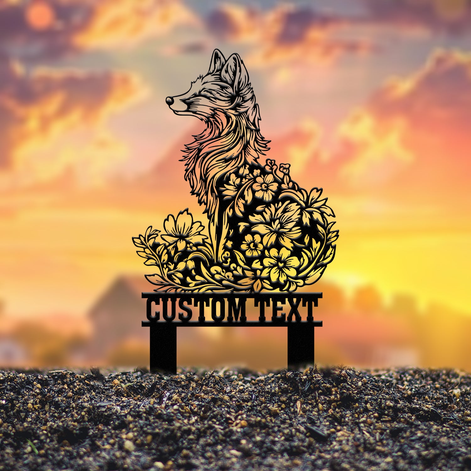 Custom Fox Garden Sign – Personalized Metal Garden Stake – Fox Yard Art & Lawn Decor – Cabin or Den Decoration, Gardening Gift