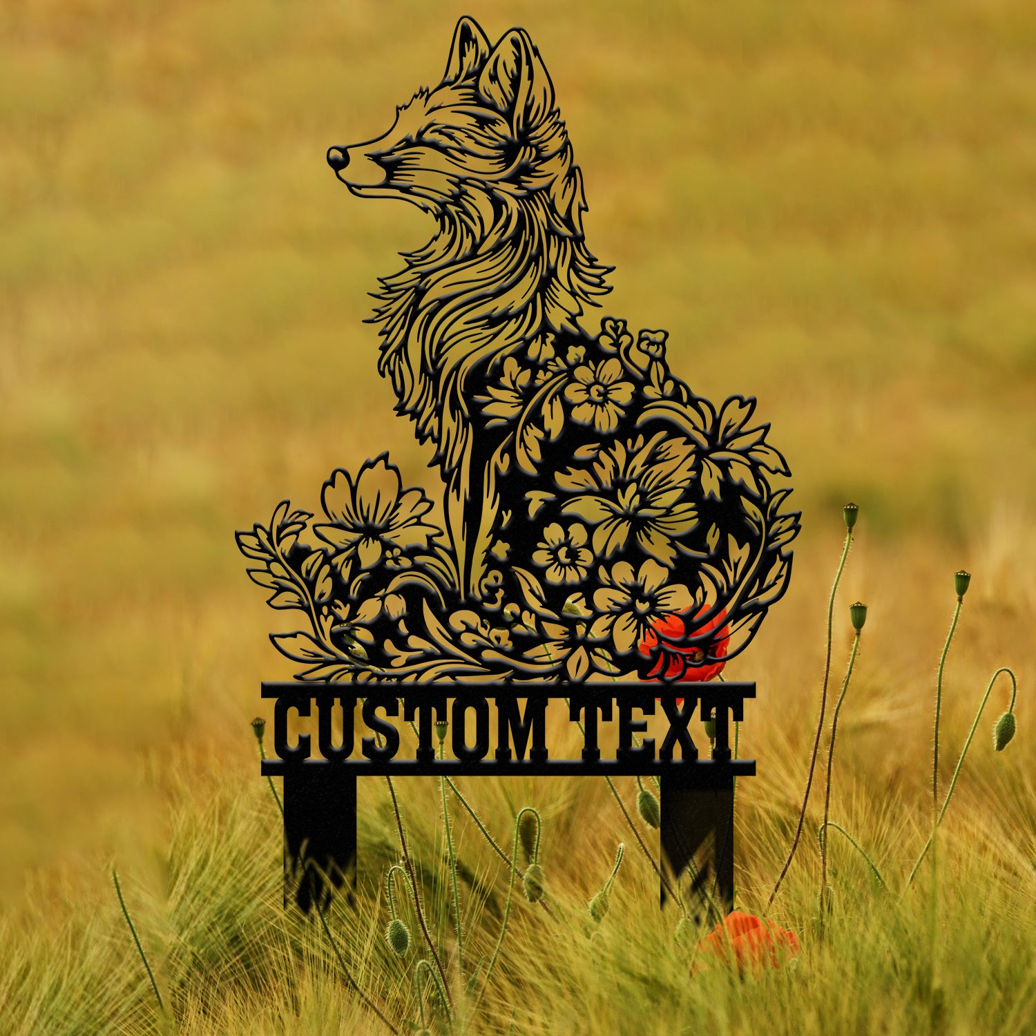 Custom Fox Garden Sign – Personalized Metal Garden Stake – Fox Yard Art & Lawn Decor – Cabin or Den Decoration, Gardening Gift
