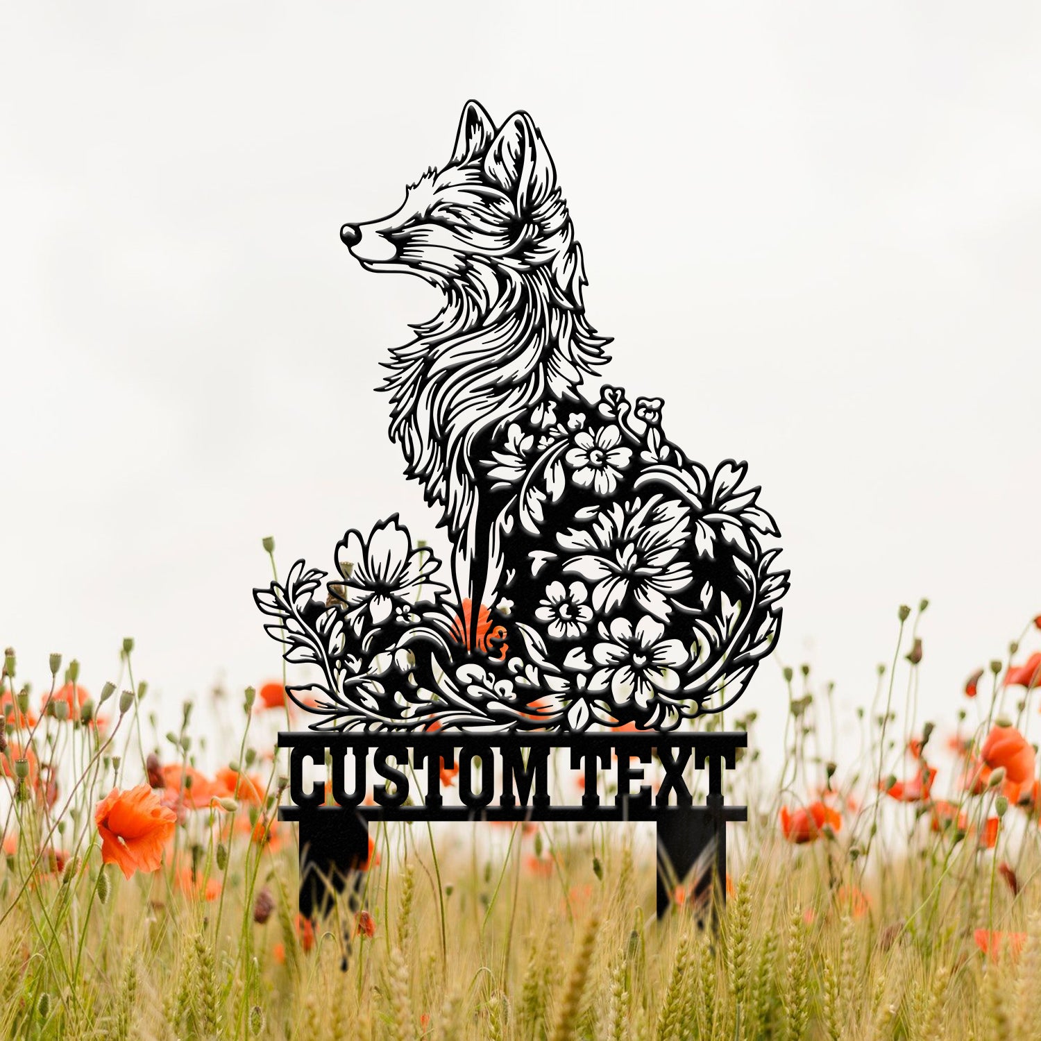 Custom Fox Garden Sign – Personalized Metal Garden Stake – Fox Yard Art & Lawn Decor – Cabin or Den Decoration, Gardening Gift