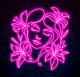 Abstract Face Neon Sign with Flower, Custom Neon Wall Art, Personalized Modern Decor, Minimalist Neon Light for Bedroom, Christmas Gifts