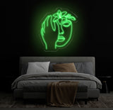 Abstract Face Neon Sign with Flower, Custom Neon Wall Art, Personalized Modern Decor, Minimalist Neon Light for Bedroom, Christmas Gifts