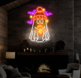 Ghost Coffee Neon Sign, Spooky Boo Sign, Ghost with Coffee LED Light, Spooky Wall Art, Ghost Drinking Coffee Sign, Fall Coffee Lover LED