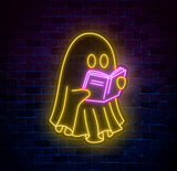Ghosts Reading Neon Sign, Spooky Boo Book Lover Decor, Ghosts Reading Wall Art, Bookworm Room Sign, Back to School Gift