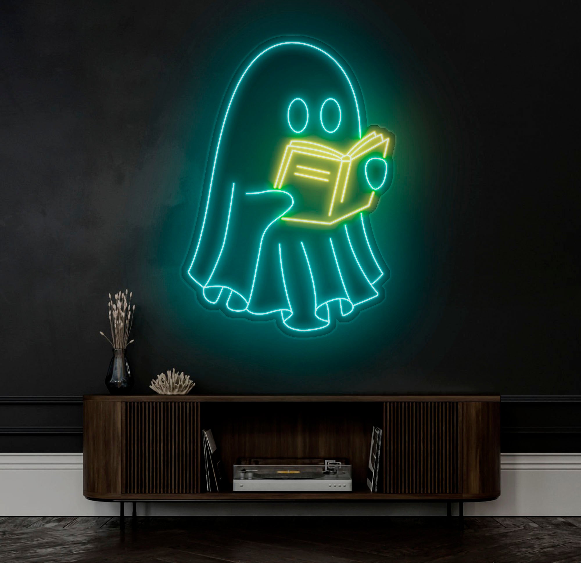 Ghosts Reading Neon Sign, Spooky Boo Book Lover Decor, Ghosts Reading Wall Art, Bookworm Room Sign, Back to School Gift