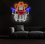 Cowboy Ghost Neon Sign, Halloween Ghost LED Sign, Cowboy Hat Light Up Decor, Dallas Texas Halloween Sign, Ghosts Cowboy Wall Art