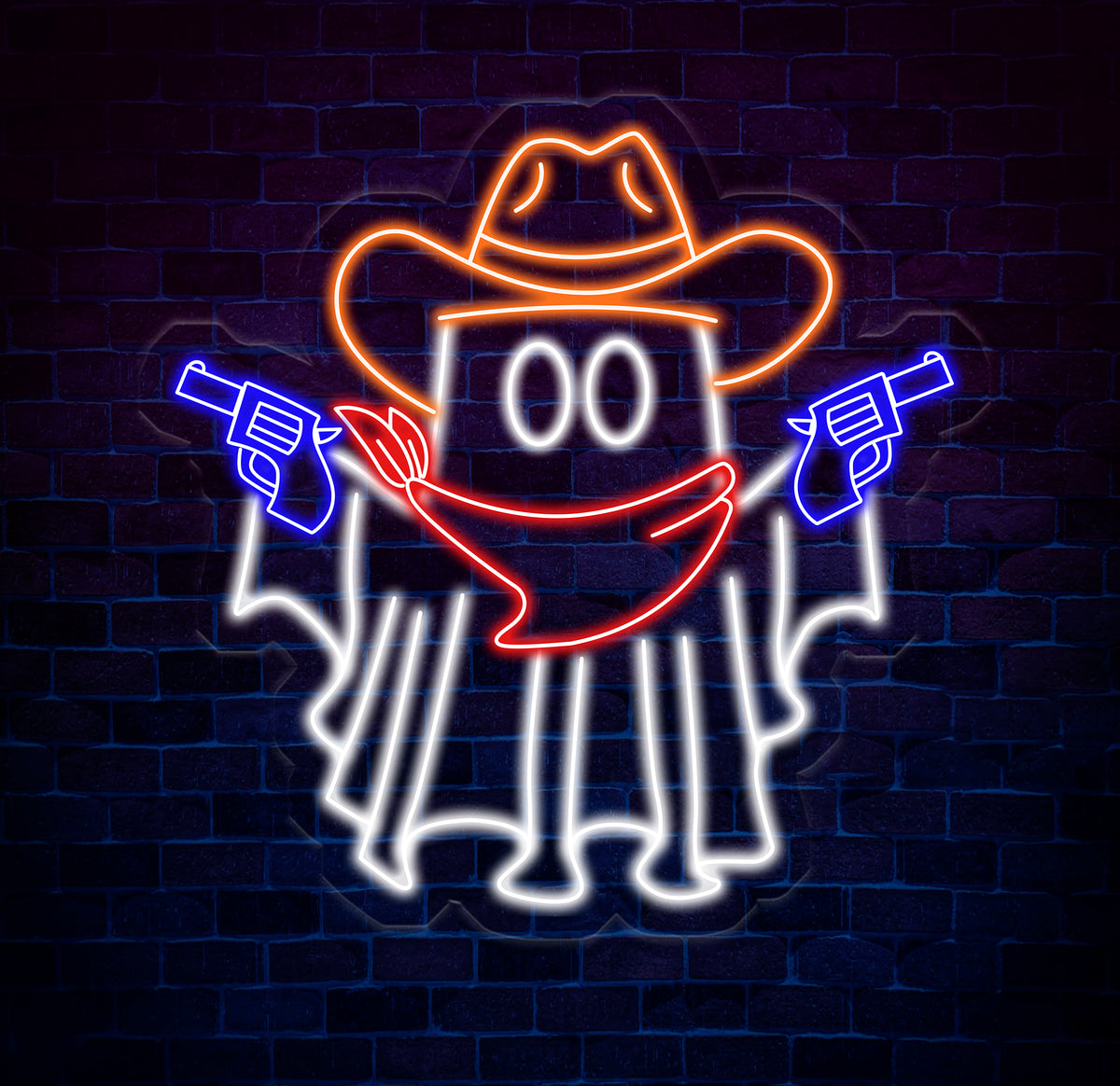Cowboy Ghost Neon Sign, Halloween Ghost LED Sign, Cowboy Hat Light Up Decor, Dallas Texas Halloween Sign, Ghosts Cowboy Wall Art