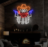 Cowboy Ghost Neon Sign, Halloween Ghost LED Sign, Cowboy Hat Light Up Decor, Dallas Texas Halloween Sign, Ghosts Cowboy Wall Art