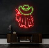 Cowboy Ghost Neon Sign, Halloween Ghost LED Sign, Cowboy Hat Light Up Decor, Dallas Texas Halloween Sign, Ghosts Cowboy Wall Art