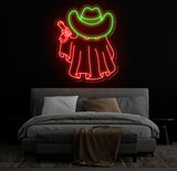 Cowboy Ghost Neon Sign, Halloween Ghost LED Sign, Cowboy Hat Light Up Decor, Dallas Texas Halloween Sign, Ghosts Cowboy Wall Art