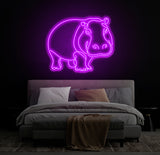 Custom Hippopotamus Neon Sign - LED Hippo Animal Light, Wall Art Decor for Animal Lovers, Hippo Home Decoration, Room Neon Light