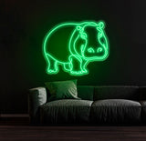 Custom Hippopotamus Neon Sign - LED Hippo Animal Light, Wall Art Decor for Animal Lovers, Hippo Home Decoration, Room Neon Light