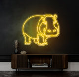 Custom Hippopotamus Neon Sign - LED Hippo Animal Light, Wall Art Decor for Animal Lovers, Hippo Home Decoration, Room Neon Light
